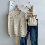 Spring Round-Neck Loose-Fit Knit Vest