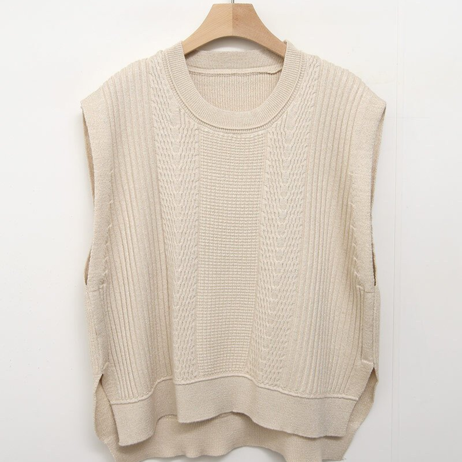 Spring Round-Neck Loose-Fit Knit Vest