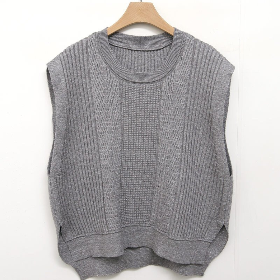 Spring Round-Neck Loose-Fit Knit Vest