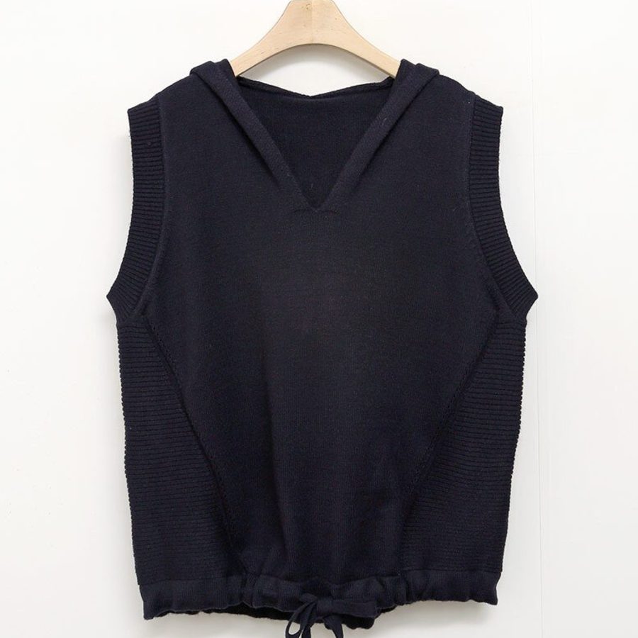 Hooded V-Neck Casual Layered Knit Vest