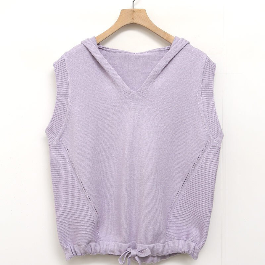 Hooded V-Neck Casual Layered Knit Vest