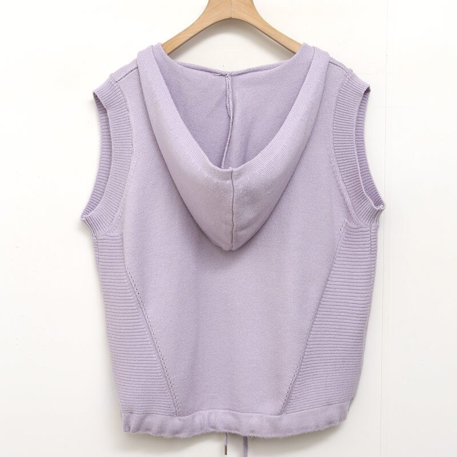 Hooded V-Neck Casual Layered Knit Vest