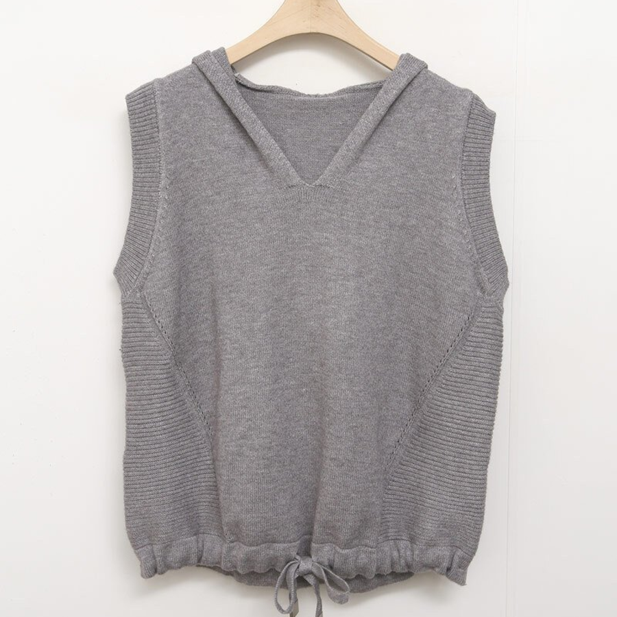 Hooded V-Neck Casual Layered Knit Vest