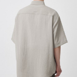 Relaxed Linen-Like Short Sleeve Shirt [Light Beige]