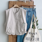 Layered Casual Vest with Hem Shirring