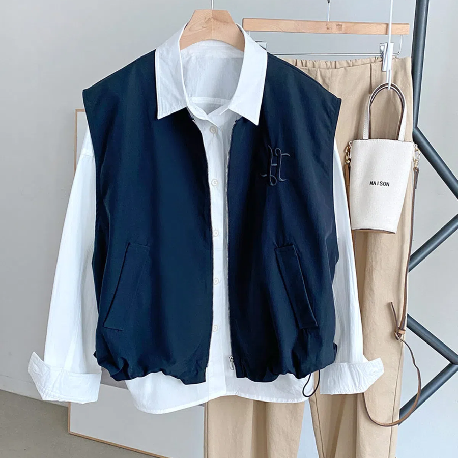 Layered Casual Vest with Hem Shirring