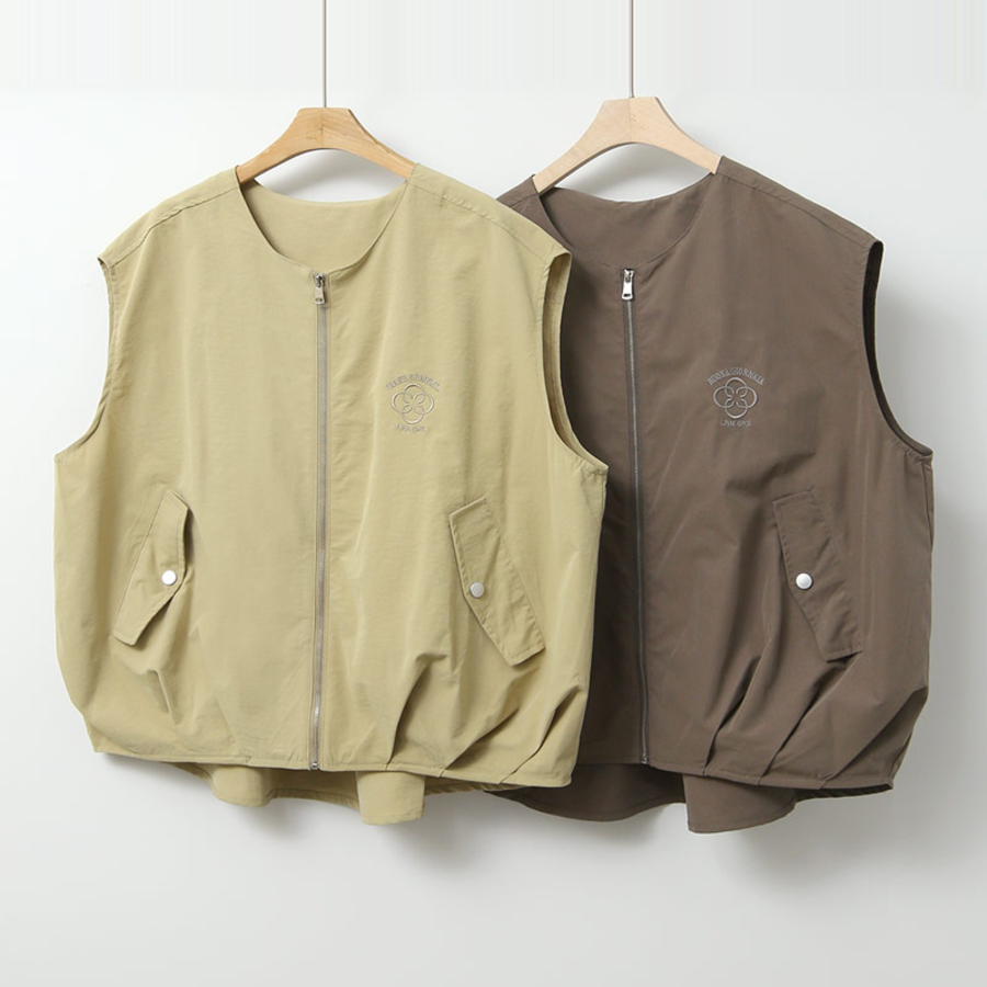 Golf Casual Zip-Up Embroidered Vest