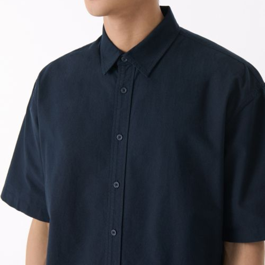 Oversized Oxford Short Sleeve Shirt [Navy]