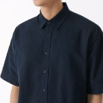 Oversized Oxford Short Sleeve Shirt [Navy]
