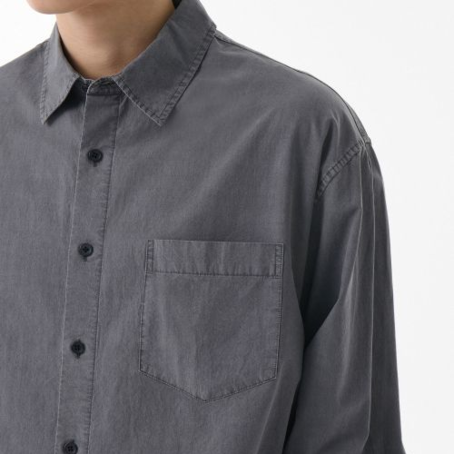 Relaxed Cotton Tencel Pigment Shirt [Blue Grey]