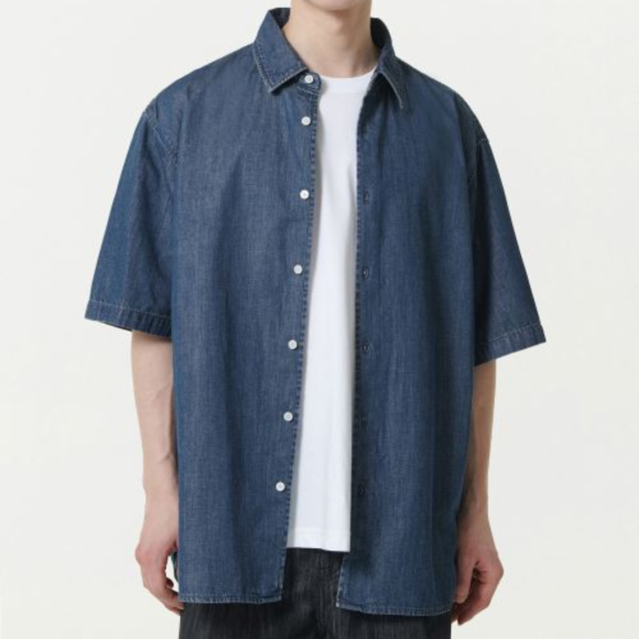 Relaxed Short Sleeve Denim Shirt [Blue Indigo]