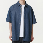 Relaxed Short Sleeve Denim Shirt [Blue Indigo]