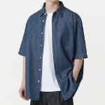 Relaxed Short Sleeve Denim Shirt [Blue Indigo]