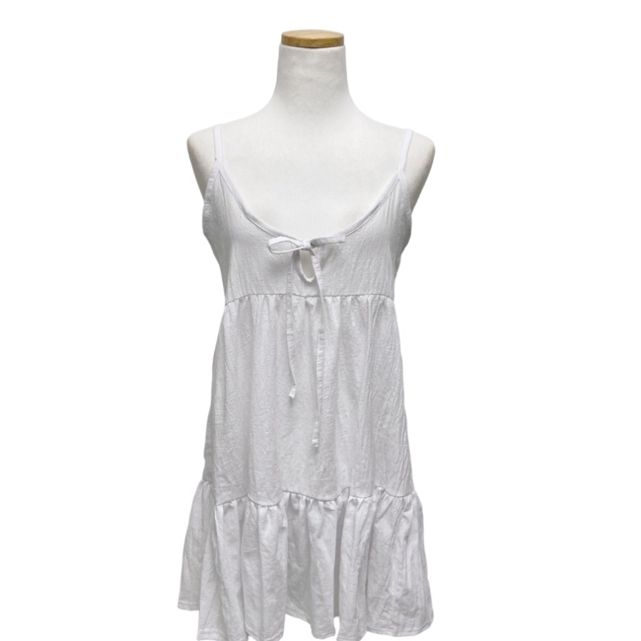 Многослойное мини-платье с оборками и бретелями