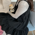 Многослойное мини-платье с оборками и бретелями