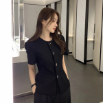 Haery No-Collar Short-Sleeve Crop Jacket