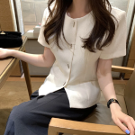 Haery No-Collar Short-Sleeve Crop Jacket