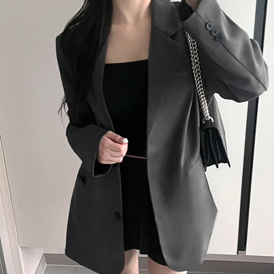 Diagonal Back-Slit Semi Jacket