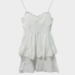 Хлопковое асимметричное миди-платье с кружевом и каскадными оборками