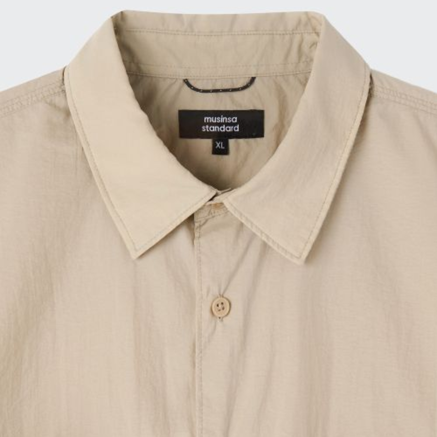 City Leisure Lightweight Nylon Oversized Short Sleeve Shirt [Greyish Beige]