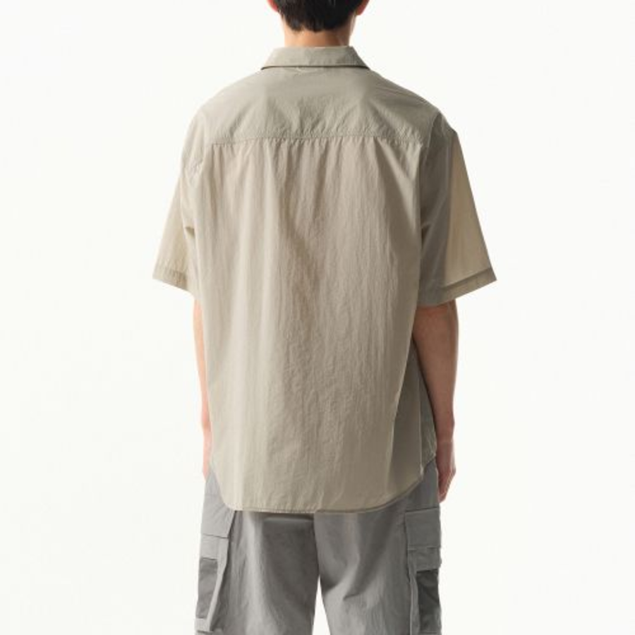 City Leisure Lightweight Nylon Oversized Short Sleeve Shirt [Greyish Beige]