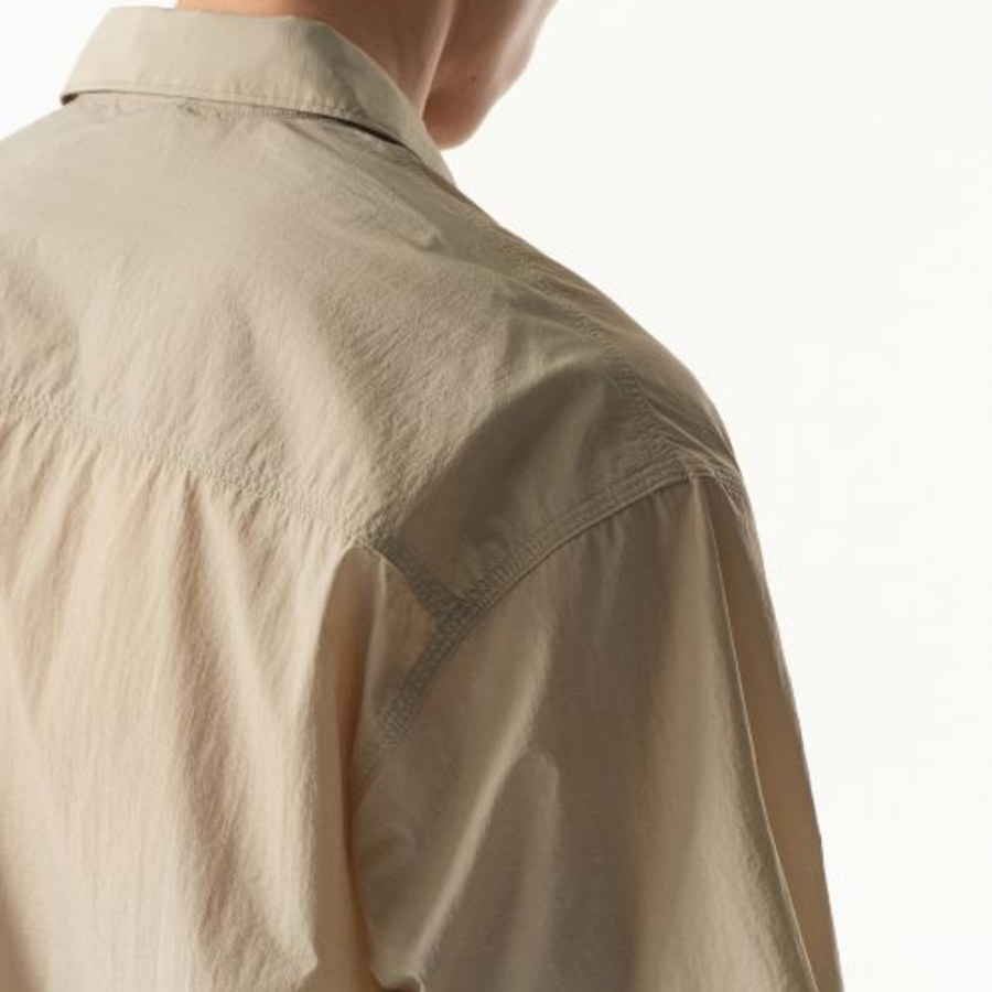City Leisure Lightweight Nylon Oversized Short Sleeve Shirt [Greyish Beige]