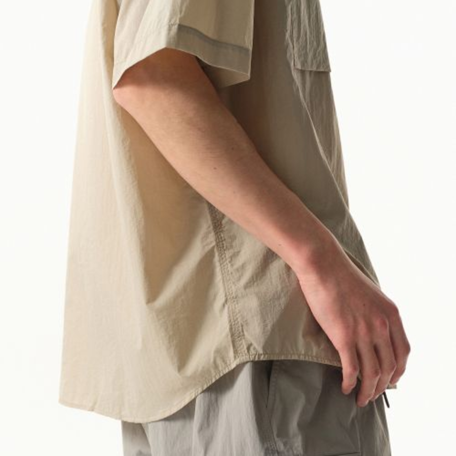 City Leisure Lightweight Nylon Oversized Short Sleeve Shirt [Greyish Beige]