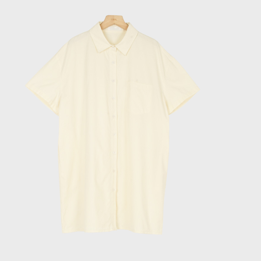 Хлопковое мини-платье-рубашка с короткими рукавами