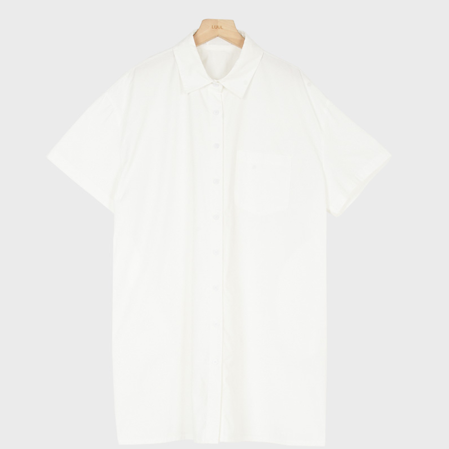 Хлопковое мини-платье-рубашка с короткими рукавами