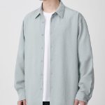 Relaxed Linen-Like Shirt [Mint Gray]