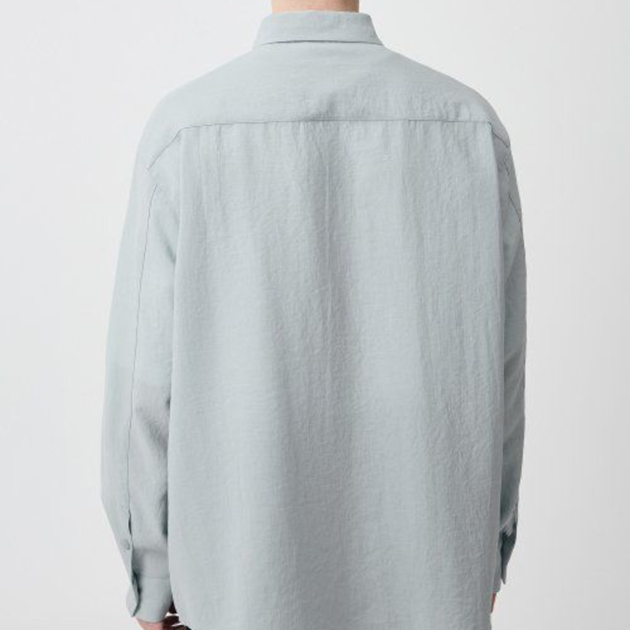 Relaxed Linen-Like Shirt [Mint Gray]