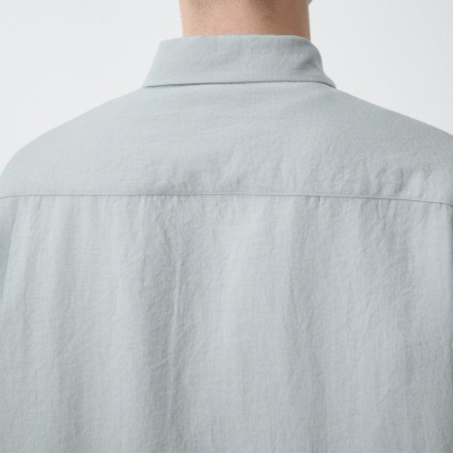 Relaxed Linen-Like Shirt [Mint Gray]