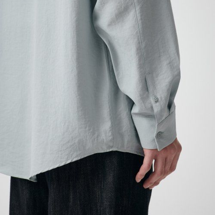 Relaxed Linen-Like Shirt [Mint Gray]