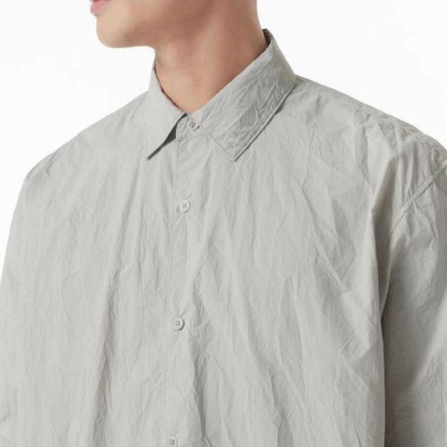 Relaxed Nylon Crinkle Short Sleeve Shirt [Cream]