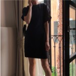 Льняное платье с короткими рукавами