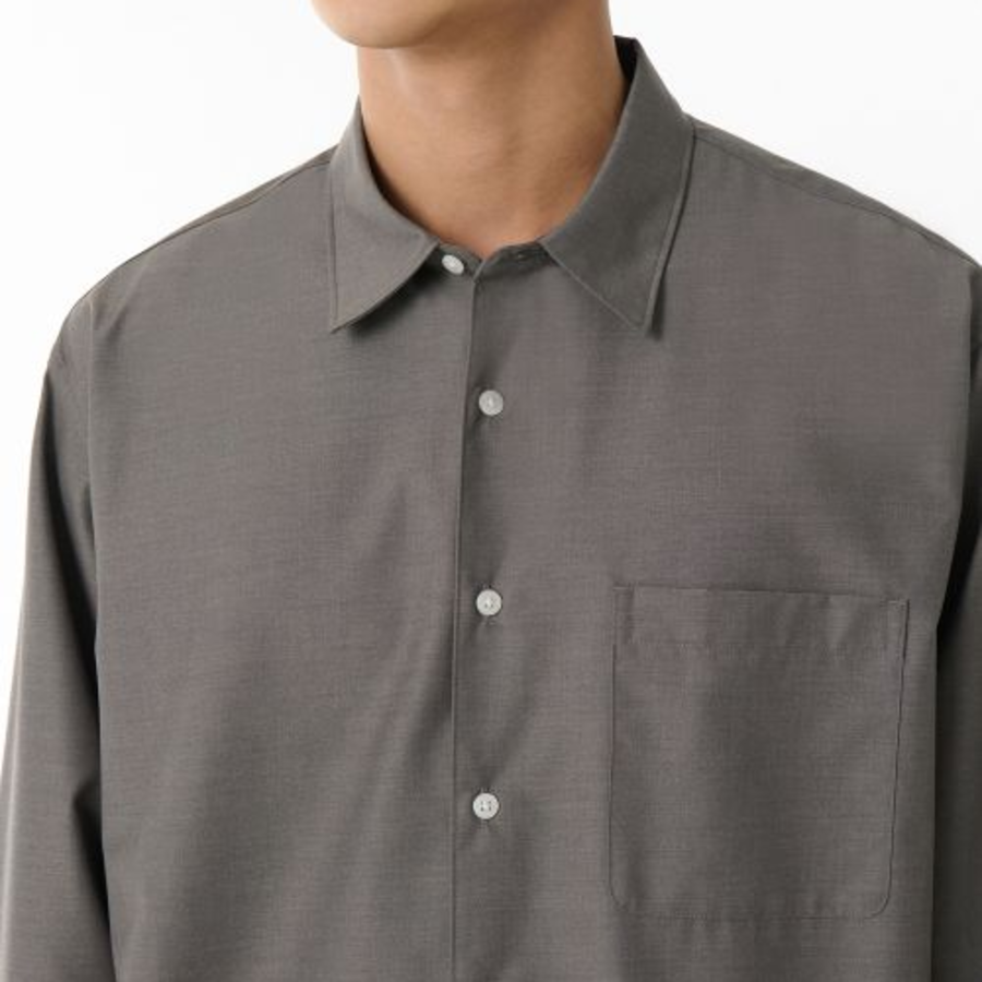 Relaxed Wool-Like Shirt [Taupe]