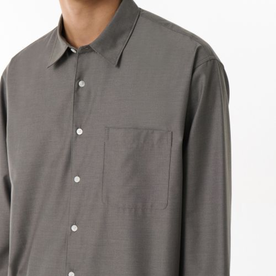 Relaxed Wool-Like Shirt [Taupe]