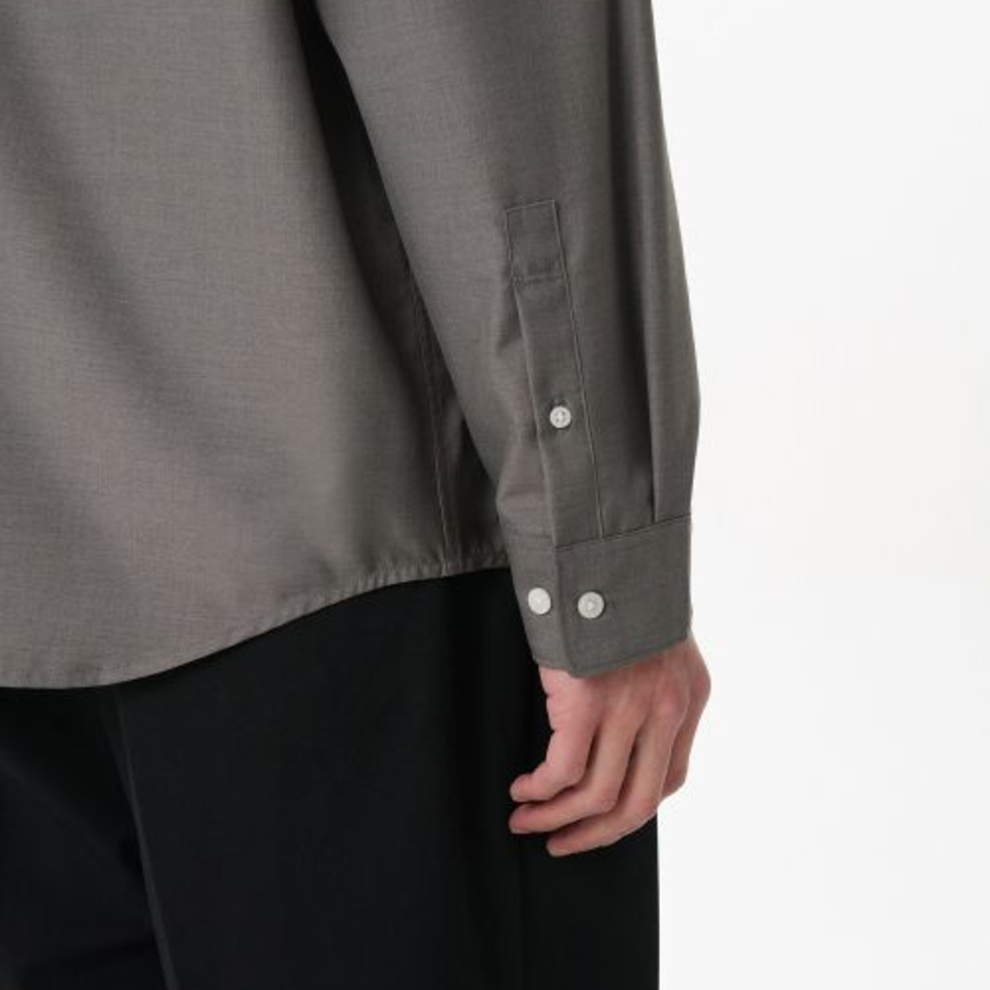 Relaxed Wool-Like Shirt [Taupe]