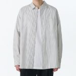 Relaxed Three-Pinstripe Poplin Shirt [Ivory]