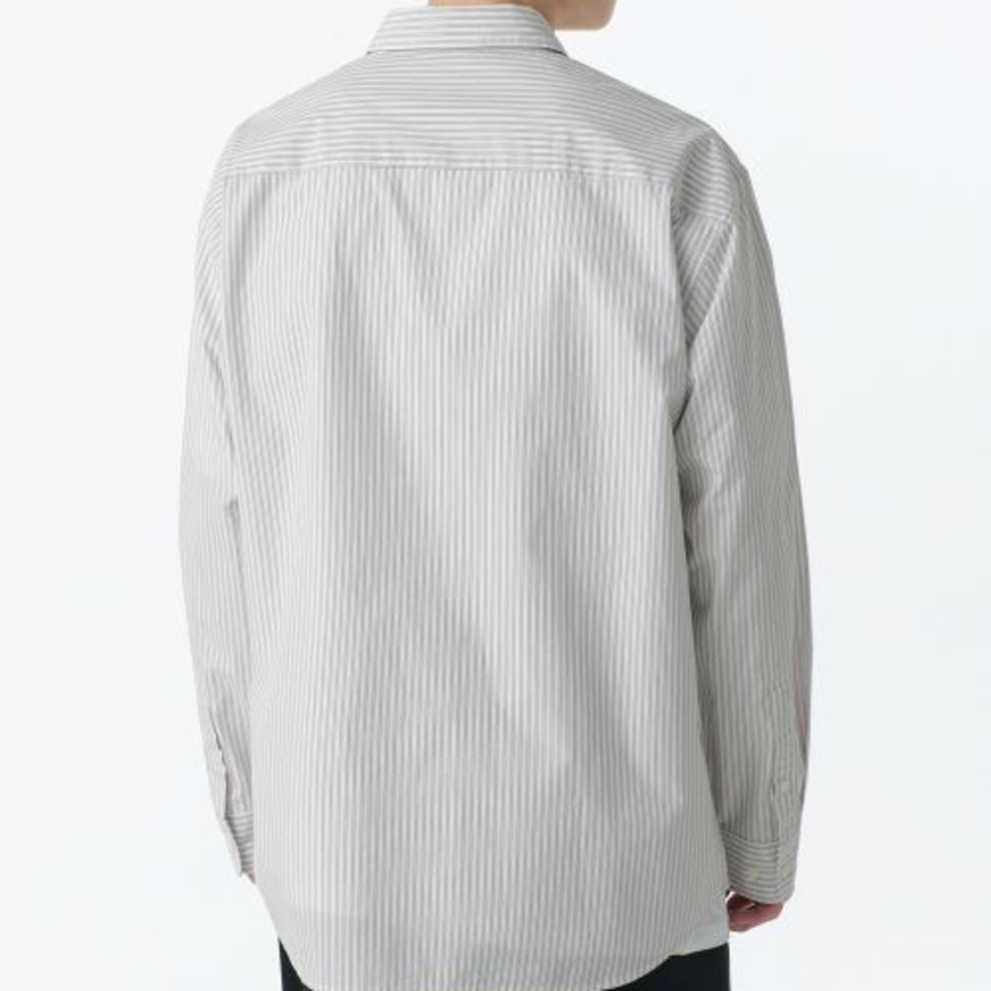 Relaxed Three-Pinstripe Poplin Shirt [Ivory]