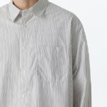 Relaxed Three-Pinstripe Poplin Shirt [Ivory]
