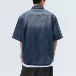 Big Brush Relaxed Short Sleeve Denim Shirt [Medium Indigo]