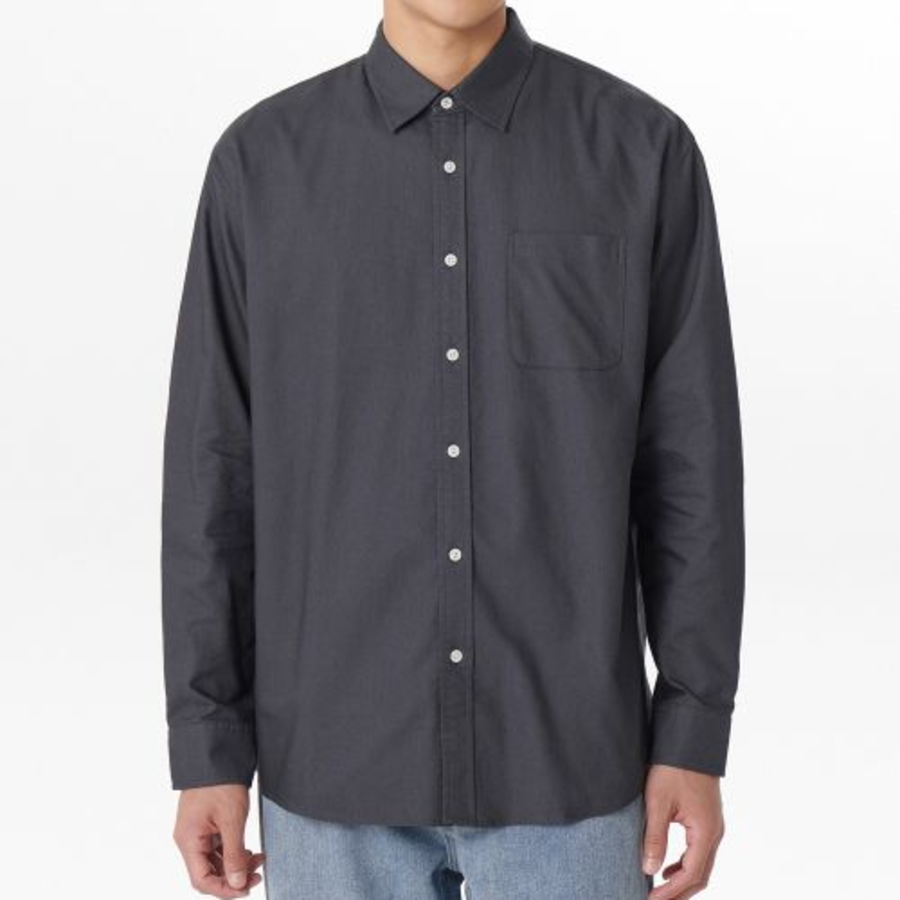 Relaxed Fit Oxford Shirt [Dark Gray]