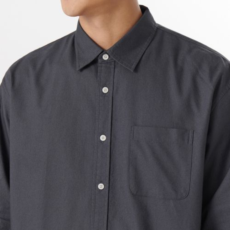 Relaxed Fit Oxford Shirt [Dark Gray]