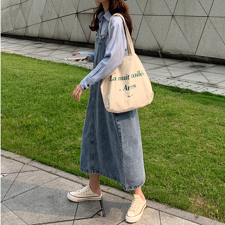 Джинсовый длинный сарафан с лямками