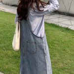 Джинсовый длинный сарафан с лямками