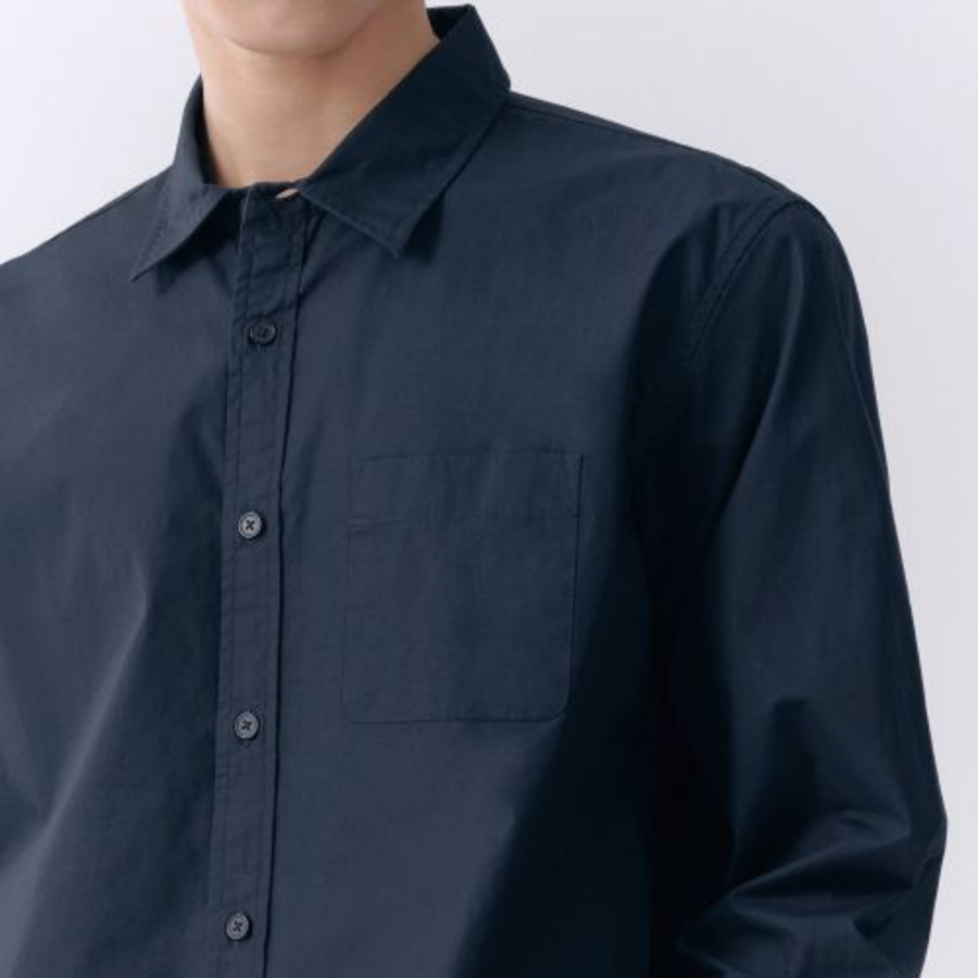 Basic Washed Poplin Shirt [Navy]