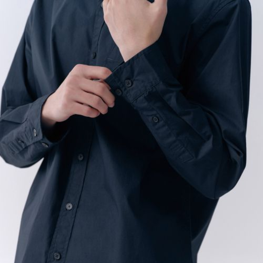 Basic Washed Poplin Shirt [Navy]