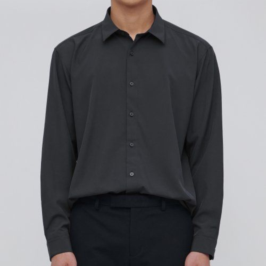 Relaxed Fit Silky Shirt [Dark Grey]