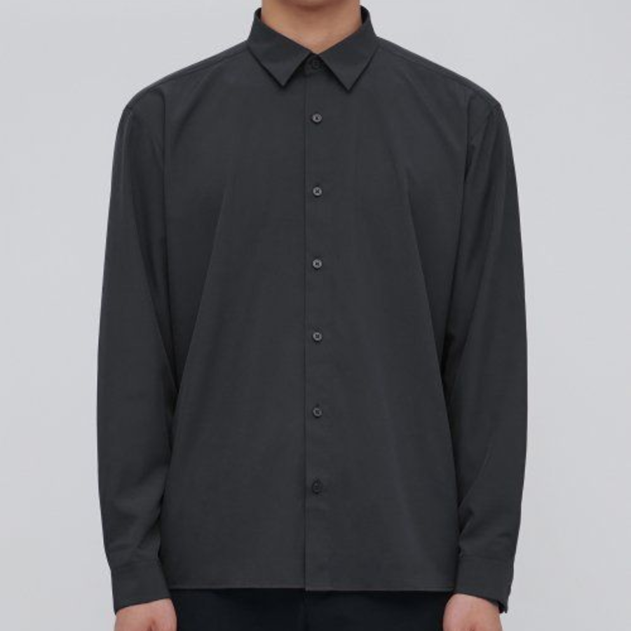 Relaxed Fit Silky Shirt [Dark Grey]